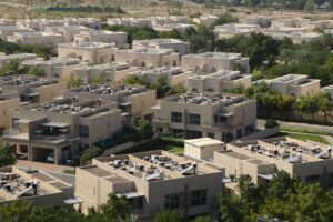 Aerial view of modern residential villas in dubai